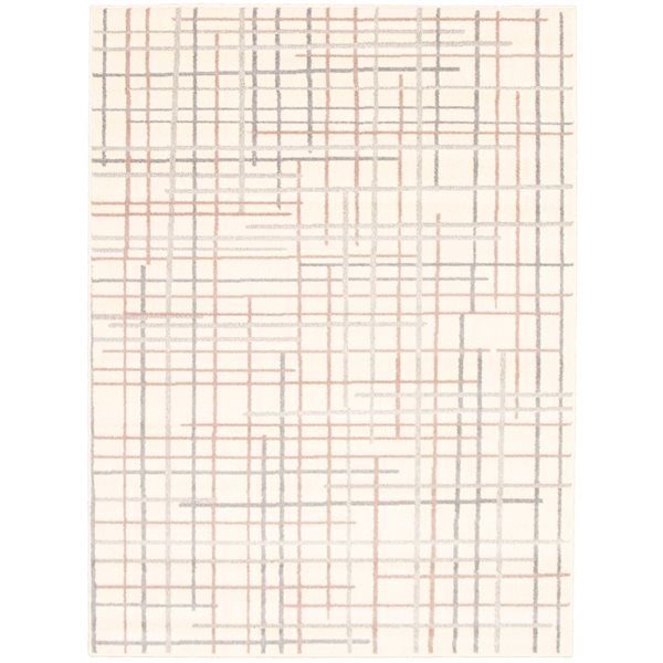 A&E Bath and Shower Onslow 7-ft x 10-ft Cream/Silver Rectangular Indoor Geometric Rug