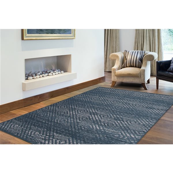 A&E Bath and Shower Rio 7-ft x 10-ft Petrol Grey Rectangular Indoor Geometric Rug