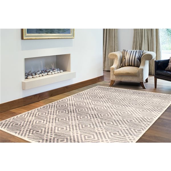 A&E Bath and Shower Rio 5-ft x 7-ft Cream Rectangular Indoor Geometric Rug