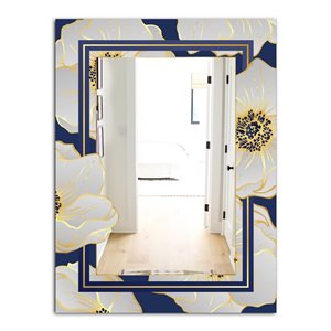 Designart 35.4-in L x 23.6-in W Rectangle Botanical Gold Floral Arrangement II Polished Wall Mirror