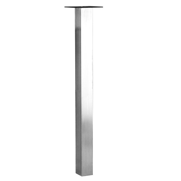 40 1/8-inch (1010 mm) Round Metal High Table Leg with Levelling Glide,  Satin Chrome Finish