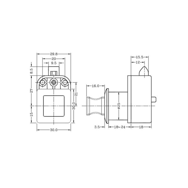 Richelieu 1 3/16-in Square Push Knob with Latch, Chrome