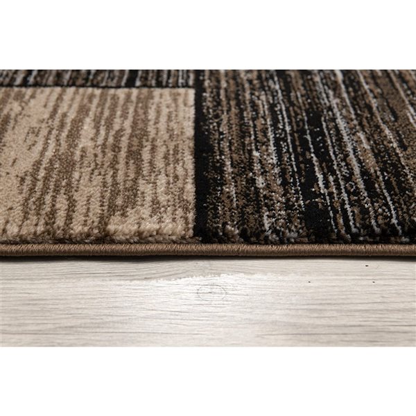 Rug Branch Tapis d'intérieur moderne à carreaux géométriques marron beige - 8 x 10