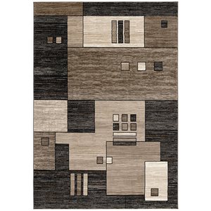 Rug Branch Tapis d'intérieur moderne à carreaux géométriques marron beige - 8 x 10