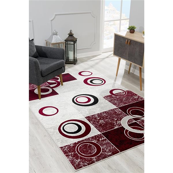 Rug Branch Tapis d'intérieur moderne géométrique rouge gris - 4x6