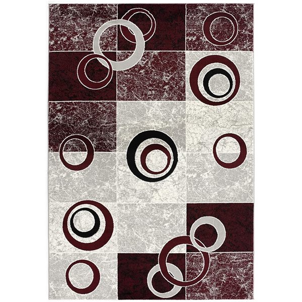 Rug Branch Tapis d'intérieur moderne géométrique rouge gris - 4x6