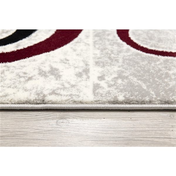 Rug Branch Modern Geometric  Red Grey Indoor Runner Rug - 3x15