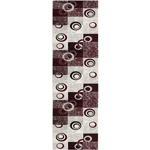 Rug Branch Modern Geometric  Red Grey Indoor Runner Rug - 3x15