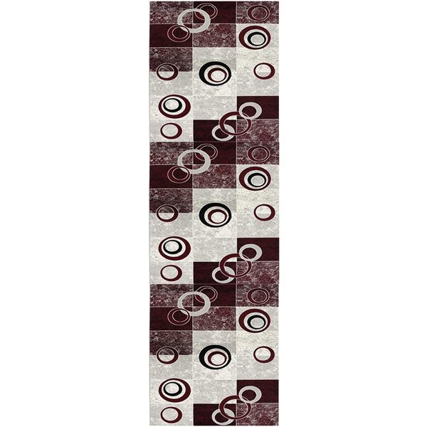 Rug Branch Tapis de passage d'intérieur moderne géométrique rouge gris - 3x15