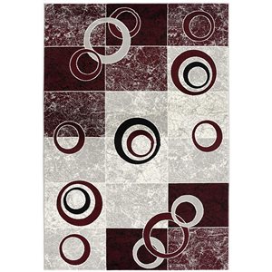 Rug Branch Tapis de paillasson d'intérieur moderne géométrique rouge gris - 3x5