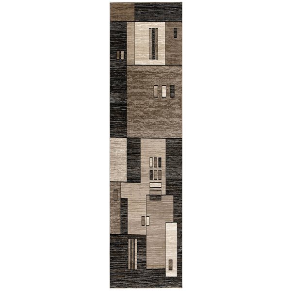 Rug Branch Modern Geometric Checkered Brown Beige Indoor Runner Rug - 2x8