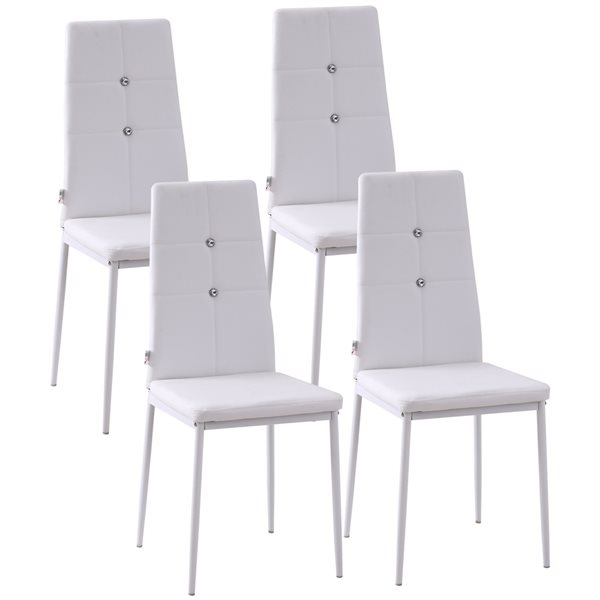 Homcom White High Back Upholstered, Tall Dining Chairs Set Of 4 White