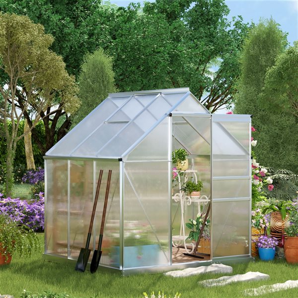 Outsunny 6,2 x 6,2 x 6,6-in Aluminum Walk-in Greenhouse