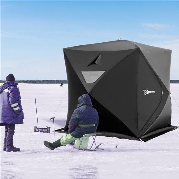 Outsunny 4 People Ice Fishing Shelter, Waterproof Oxford Fabric