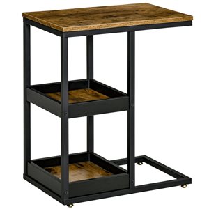 HomCom Rustic Brown Wood Rectangular End Table