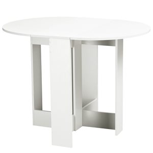 HomCom Oval White Particle Board Drop Table