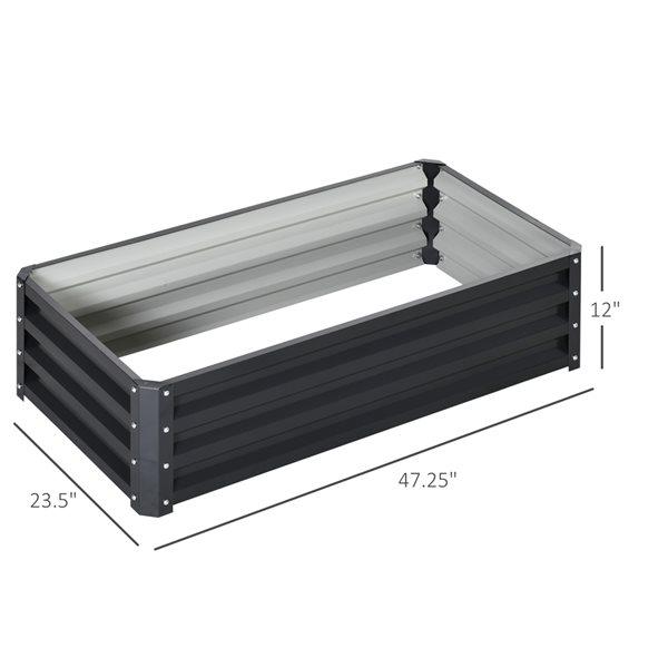 Outsunny 23.5-in W x 47.25-in L x 12-in H Grey Raised Garden Bed 845 ...