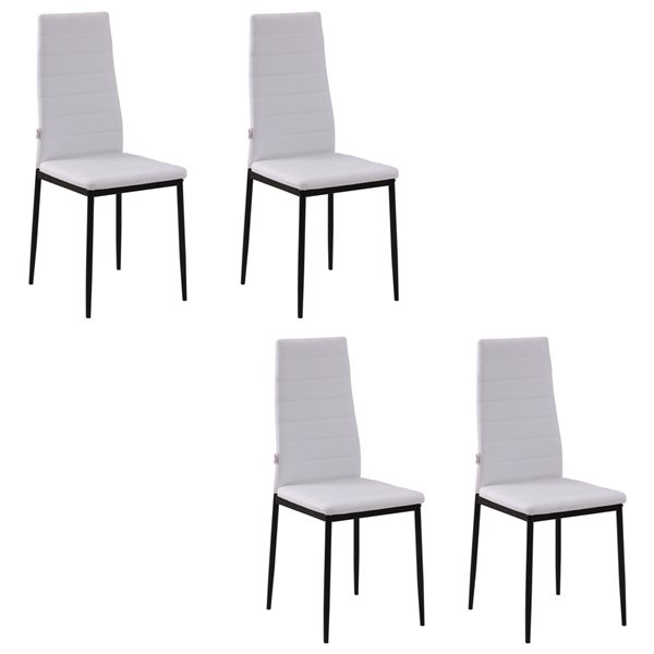 Homcom White High Back Faux Leather, Grey Faux Leather High Back Dining Chairs