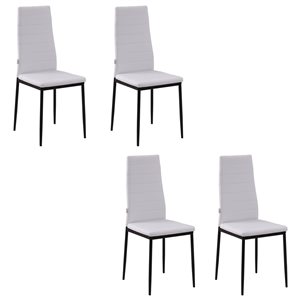 Chaises de salle à manger blanches et rembourrées à haut dossier HomCom en similicuir, ensemble de 4