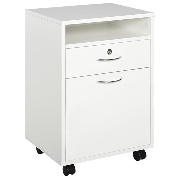 Homcom White 1 Drawer File Cabinet 836, One Drawer File Cabinet On Wheels