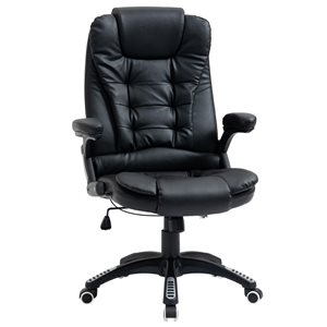 Vinsetto Black Contemporary Ergonomic Adjustable Height Swivel High Back Faux Leather Executive Chair