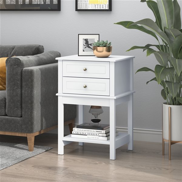 HomCom Modern Wood Rectangular End Table - White 831-487WT | RONA