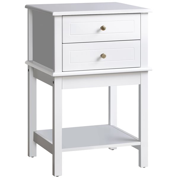 HOMCOM Modern Wood Rectangular End Table - White