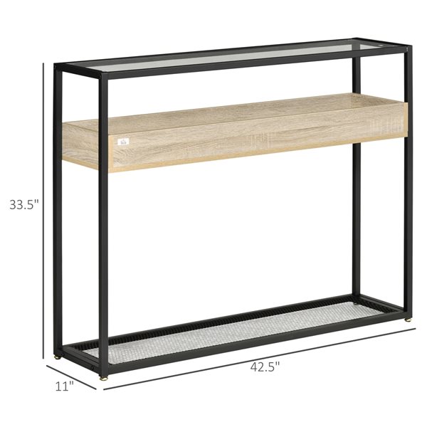 HomCom Tempered Glass Modern Console Table