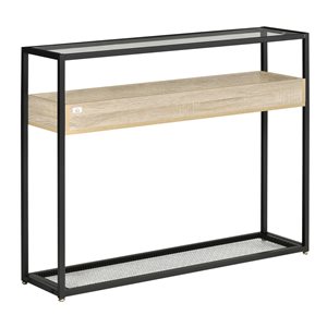 HomCom Tempered Glass Modern Console Table