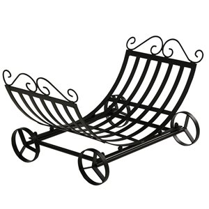 Outsunny 23-in Black Curved Firewood Log Rack with Decorative Scrolls