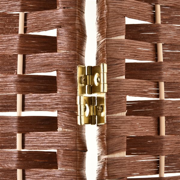 HOMCOM 4-Panel Foldable Brown Resin Wicker Indoor Privacy Screen