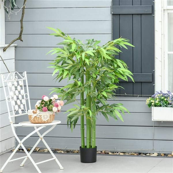 HomCom 55-in Green Artificial Bamboo Tree with Pot
