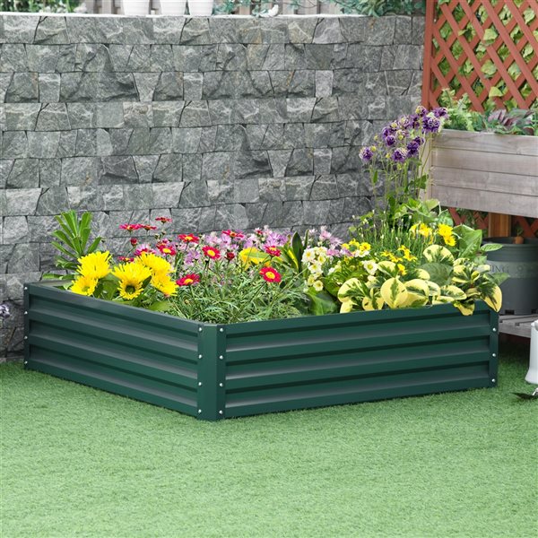 Jardinière surélevée Outsunny verte de 47,25 po l. x 47,5 po L. x 11, 75 po h.