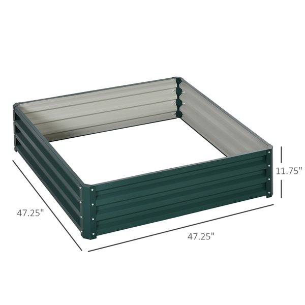 Jardinière surélevée Outsunny verte de 47,25 po l. x 47,5 po L. x 11, 75 po h.