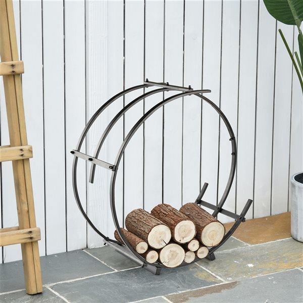 Outsunny 28-in Black Ring-Shaped Firewood Log Rack