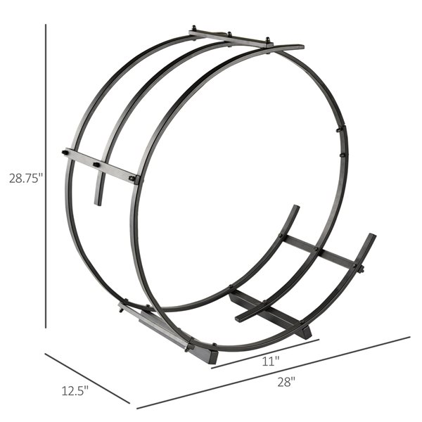 Outsunny 28-in Black Ring-Shaped Firewood Log Rack