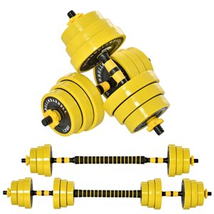 Soozier 44-lb Yellow Adjustable Dumbbell/Barbell Set - 12-Piece