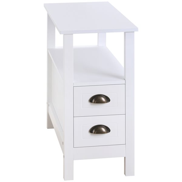 HomCom Wood Rectangular End Table - White