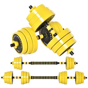 Soozier 55-lb Yellow Adjustable Dumbbell/Barbell Set - 12-Piece