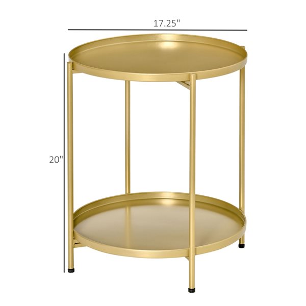 HomCom Gold Metal Round End Table 839-295 | RONA