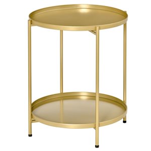 HomCom Gold Metal Round End Table