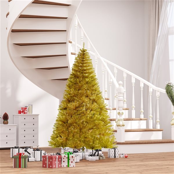 HomCom 7.5-ft Unlit Full Gold Artificial Christmas Tree