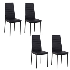 HomCom Black High-Back Faux-Leather Upholstered Dining Chairs - Set of 4