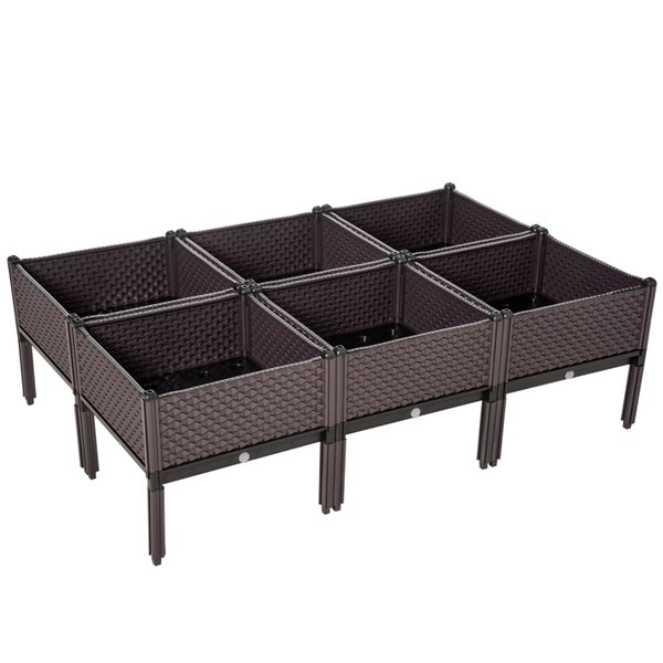 Outsunny 19.75-in W x 19.75-in L x 18.25-in H Self-Watering Brown ...