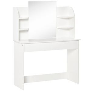 HomCom 42.5-in White Makeup Vanity with 1-Drawer and 6-Shelf