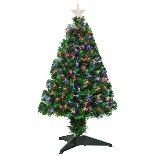 HomCom 2.5-ft Pre-Lit Full Green Artificial Christmas Tree With ...