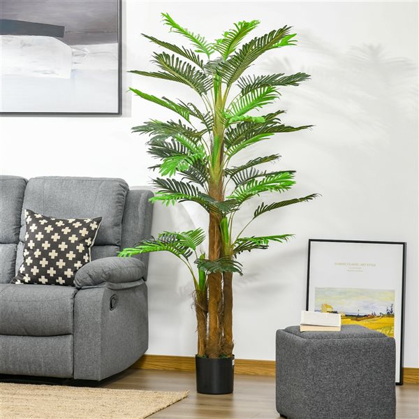 Palmier tropical artificiel HomCom de 72,75 po en pot, vert
