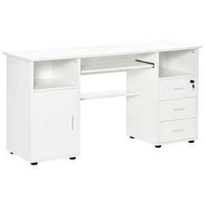 HomCom 57-in White Modern/Contemporary Computer Desk