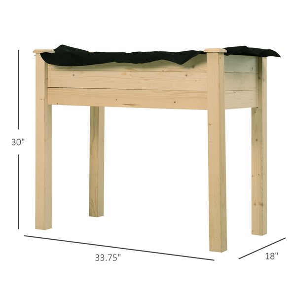 Outsunny 18-in W x 33.75-in L x 30-in H Wooden Raised Garden Bed