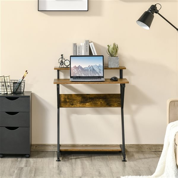 Bureau d'ordinateur HomCom moderne et contemporain brun de 15,75 po